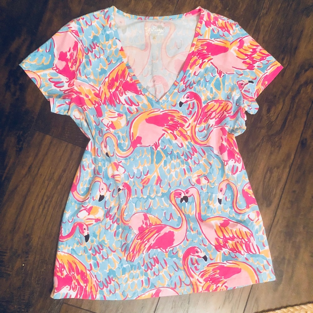New! Lilly Pulitzer Flamingo Tee Large
